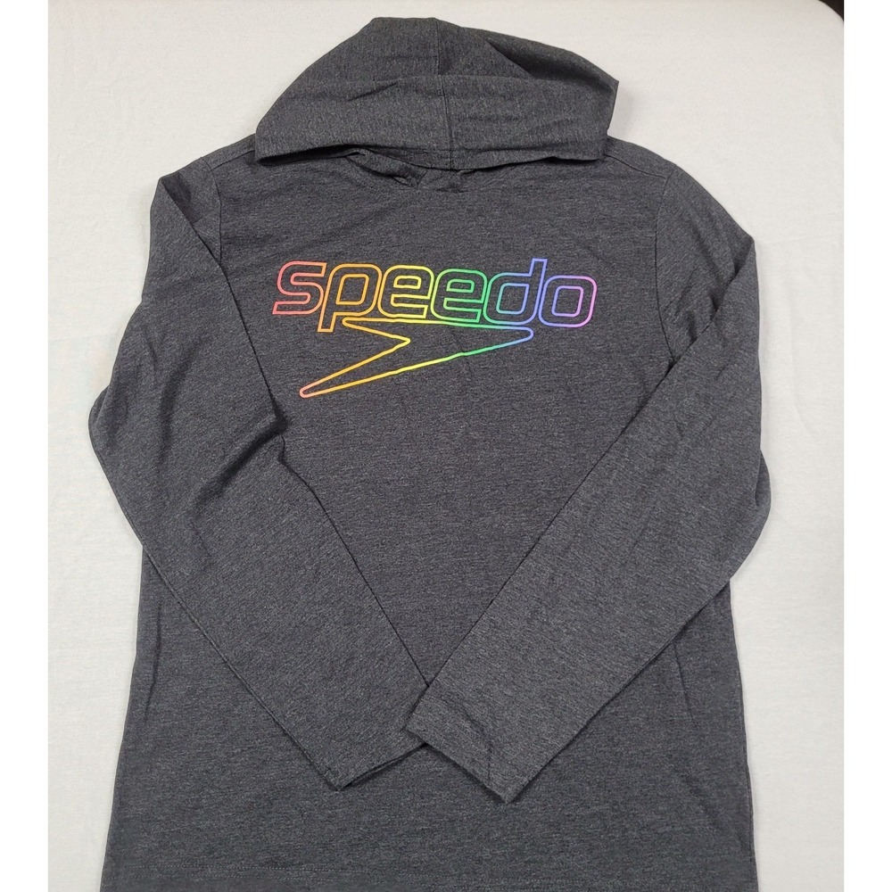 Speedo Adult Unisex Logo Black Long Sleeve Hooded Tee Size M